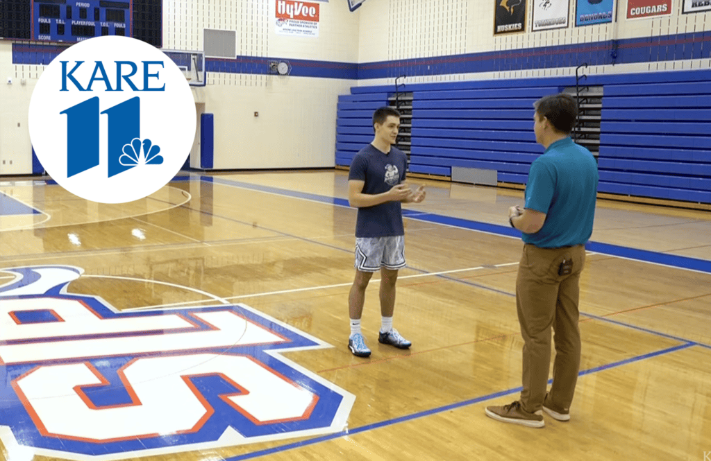 Dylan Haugen during the KARE 11 interview at Spring Lake Park High School